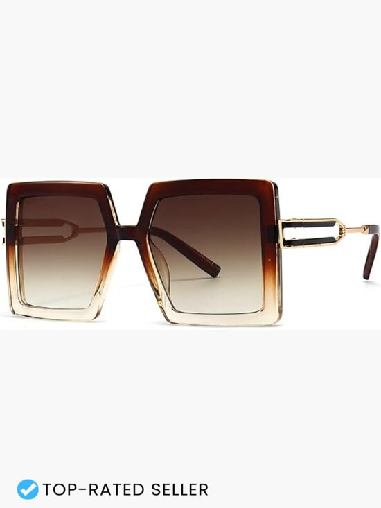 Oversized Square Sunglasses Retro UV400 Protection Big Frame Fashion main image 4